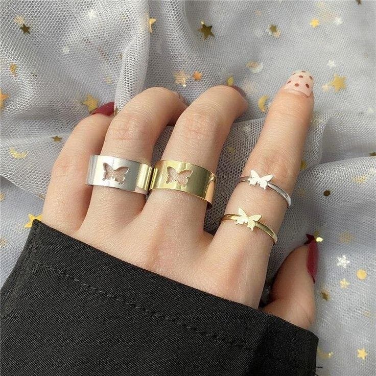 Butterfly Couple Ring, Couple Paired Ring Set, Adjustable Men/Women Couple Ring Jewellery Butterfly Couple Ring, Couple Paired Ring Set, Adjustable Men/Women Couple Ring Jewellery